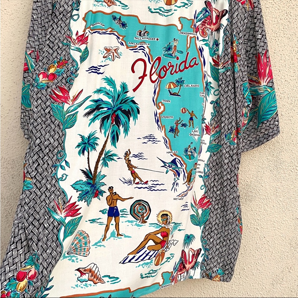 REYN Spooner vintage Hawaiian shirt FLORIDA STATE MAP tropical mens XL beach - Picture 9 of 11